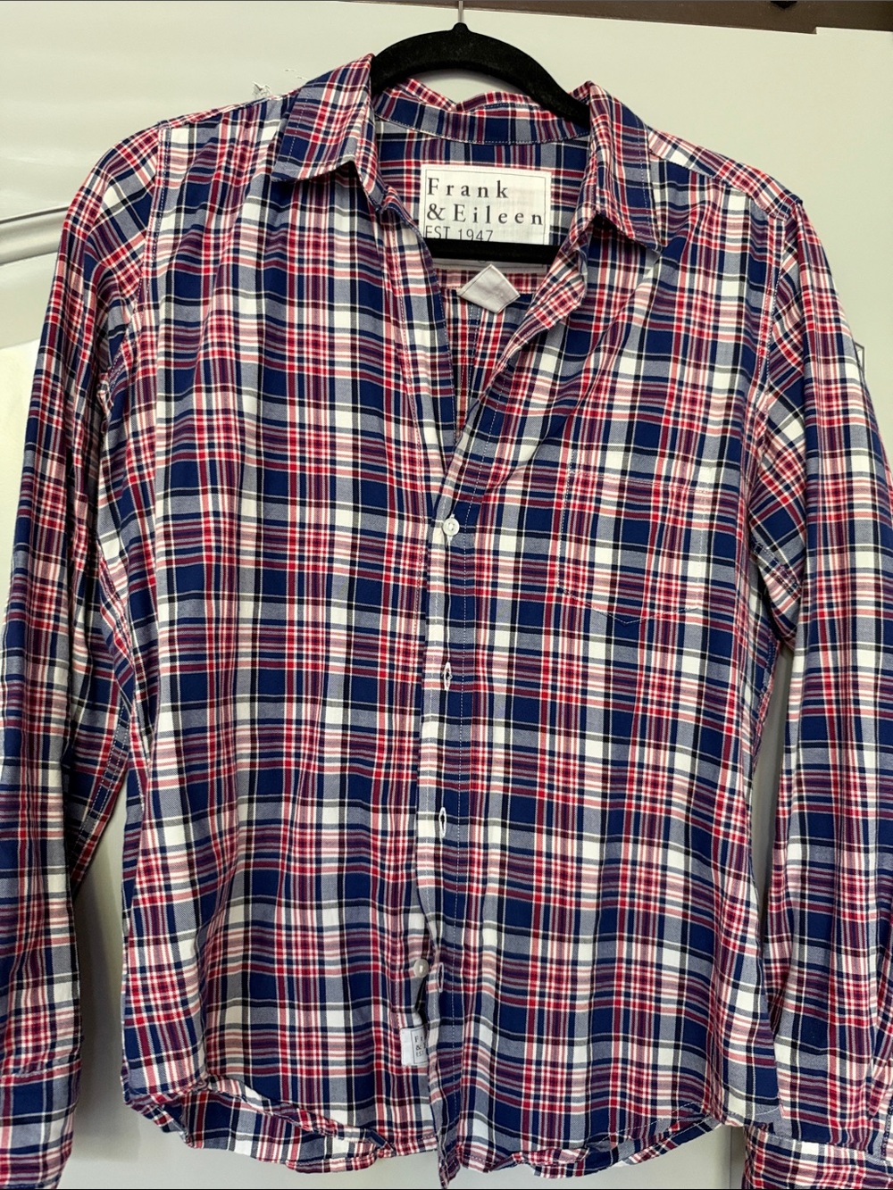 Frank & Eileen Women’s Plaid Button-Down Shirt - Navy, Red & White